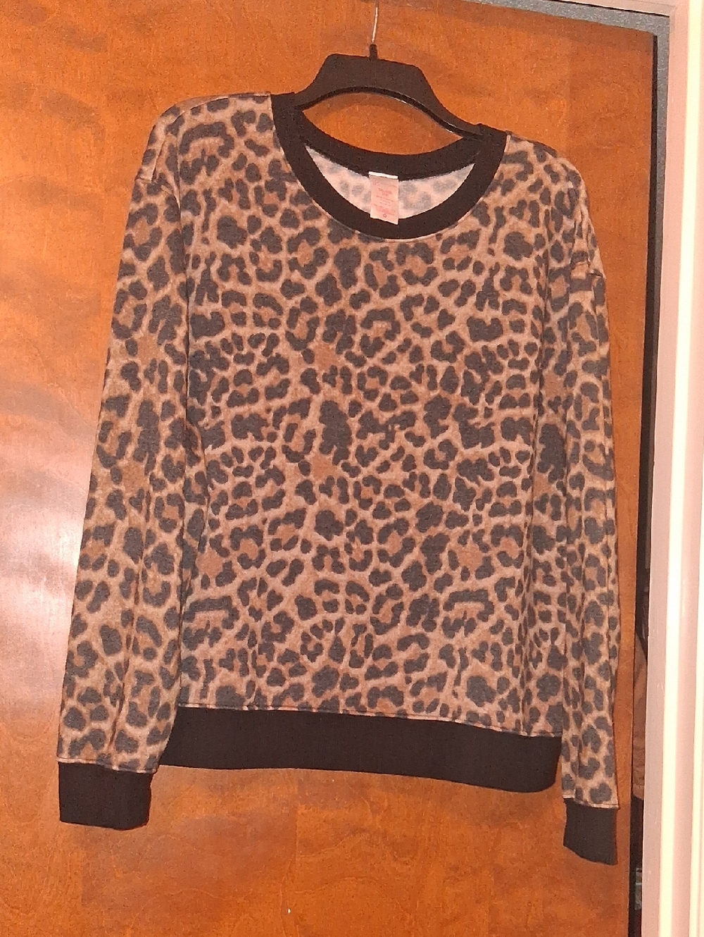 No Boundaries Leopard Print Crewneck Sweater - Brown & Black